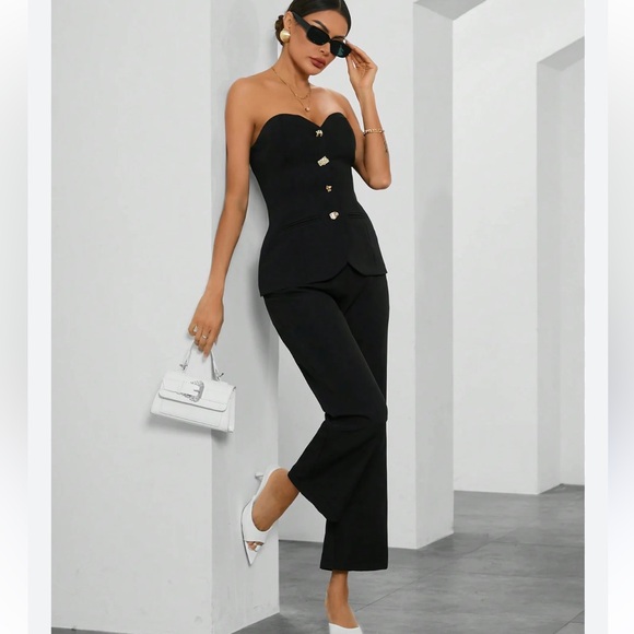 Zara piece strapless bustier flared jumpsuit - Picture 13 of 14